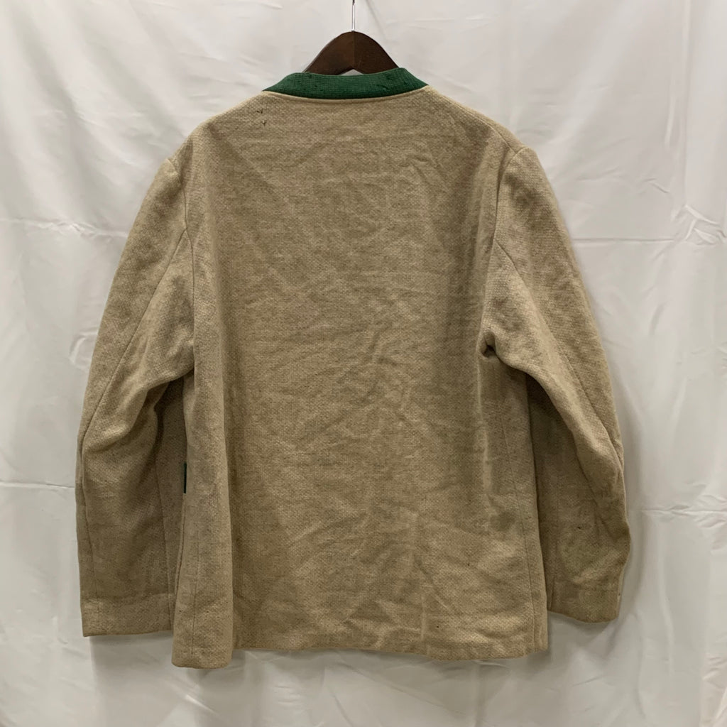 【中古】【古着】 無地 カーディガン ベージュ×グリーン