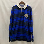 【中古】【古着】Tommy Hilfiger ボーダー ラガーシャツ ブルー×ブラック XXLサイズ