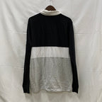 【中古】【古着】FILA ボーダー ラガーシャツ グレー×ブラック XLサイズ