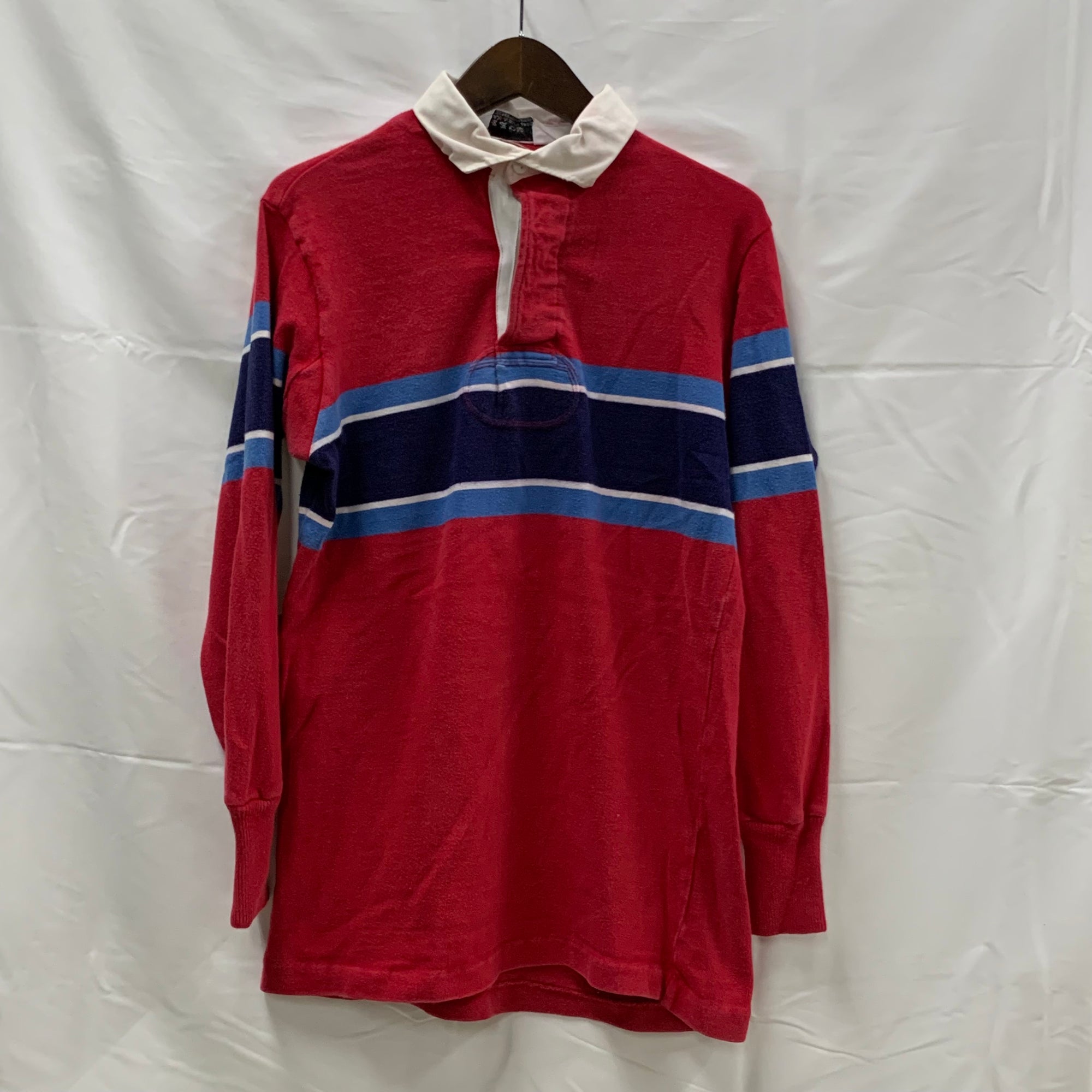 【中古】【古着】Maxmore ボーダー ラガーシャツ レッド