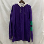【中古】【古着】LANDS'END ボーダー ラガーシャツ パープル XLサイズ