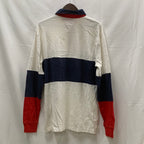 【中古】【古着】Tommy Jeans ワンポイント ラガーシャツ ホワイト×レッド×ネイビー Sサイズ