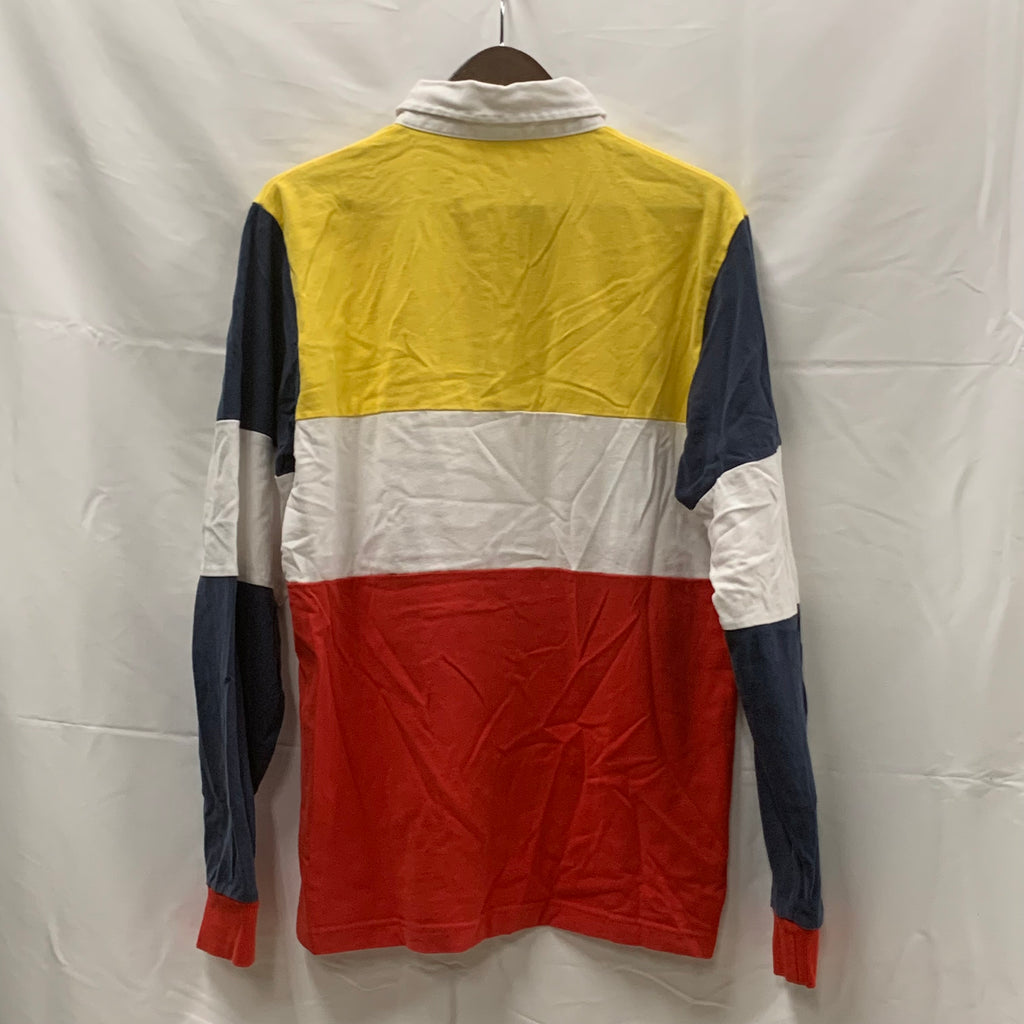 【中古】【古着】ellesse ボーダー ラガーシャツ イエロー×ホワイト×レッド Mサイズ