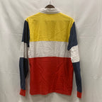 【中古】【古着】ellesse ボーダー ラガーシャツ イエロー×ホワイト×レッド Mサイズ