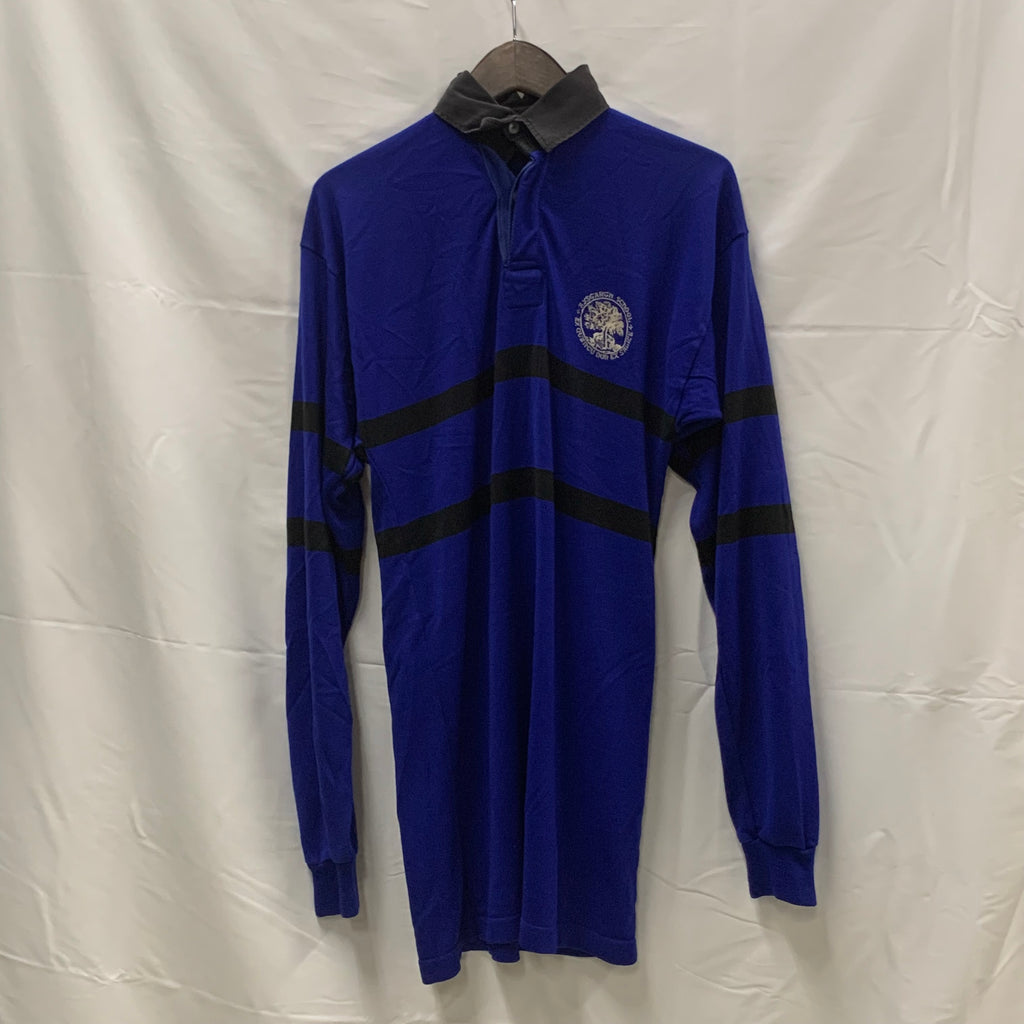 【中古】【古着】Halbro ボーダー ラガーシャツ ブルー×ブラック