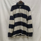 【中古】【古着】Tommy Hilfiger ボーダー ラガーシャツ ホワイト×インディゴ XXLサイズ