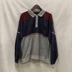 【中古】【古着】TOWN CRAFT ボーダー ラガーシャツ グレー×ネイビー XLサイズ