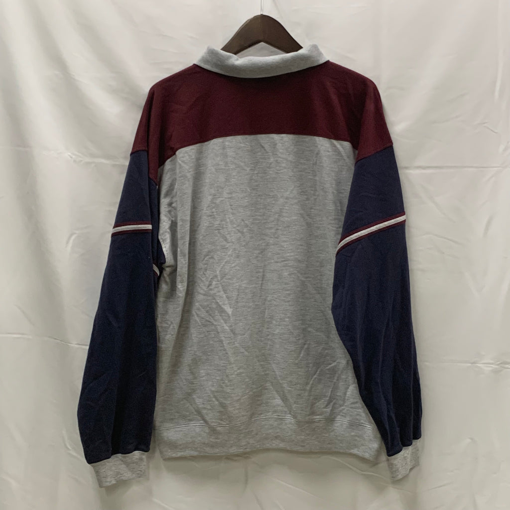 【中古】【古着】TOWN CRAFT ボーダー ラガーシャツ グレー×ネイビー XLサイズ
