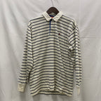 【中古】【古着】Tommy Hilfiger ボーダー ラガーシャツ ホワイト×ネイビー XLサイズ