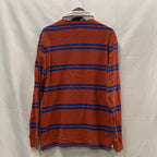 【中古】【古着】Tommy Hilfiger ボーダー ラガーシャツ オレンジ×ブルー Mサイズ