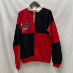 【中古】【古着】 プリント ラガーシャツ レッド×ブラック