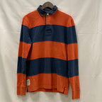 【中古】【古着】Tommy Hilfiger ボーダー ラガーシャツ オレンジ×ネイビー Sサイズ