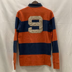 【中古】【古着】Tommy Hilfiger ボーダー ラガーシャツ オレンジ×ネイビー Sサイズ