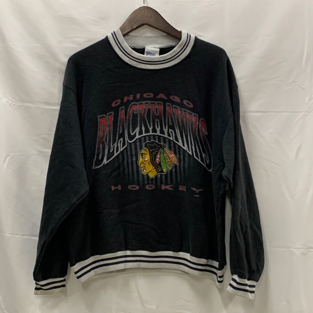 【中古】【古着】PRO PLAYER プリント パーカー ブラック Mサイズ
