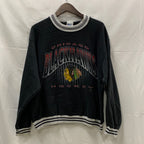 【中古】【古着】PRO PLAYER プリント パーカー ブラック Mサイズ