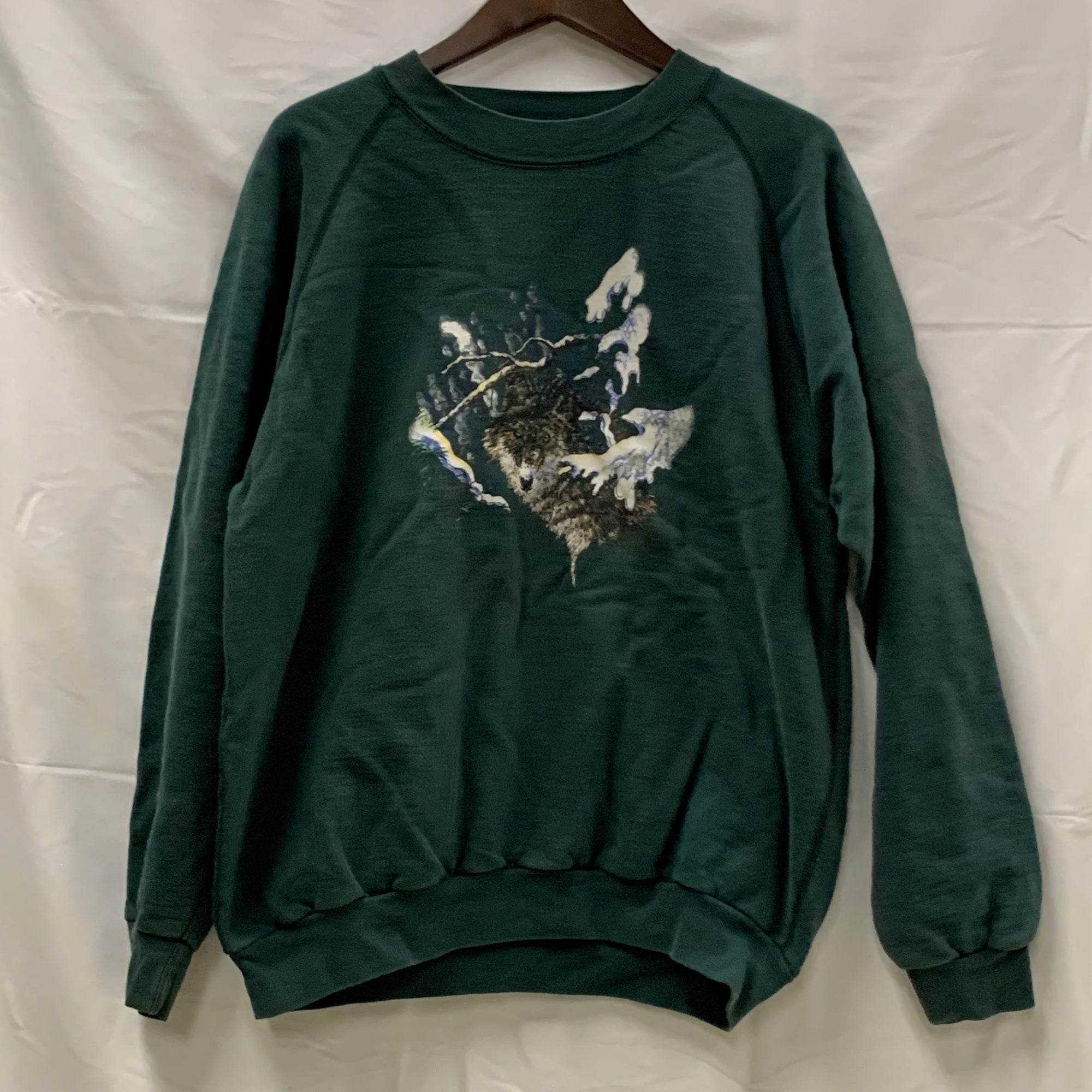 【中古】【古着】Northern Reflections プリント トレーナー モスグリーン