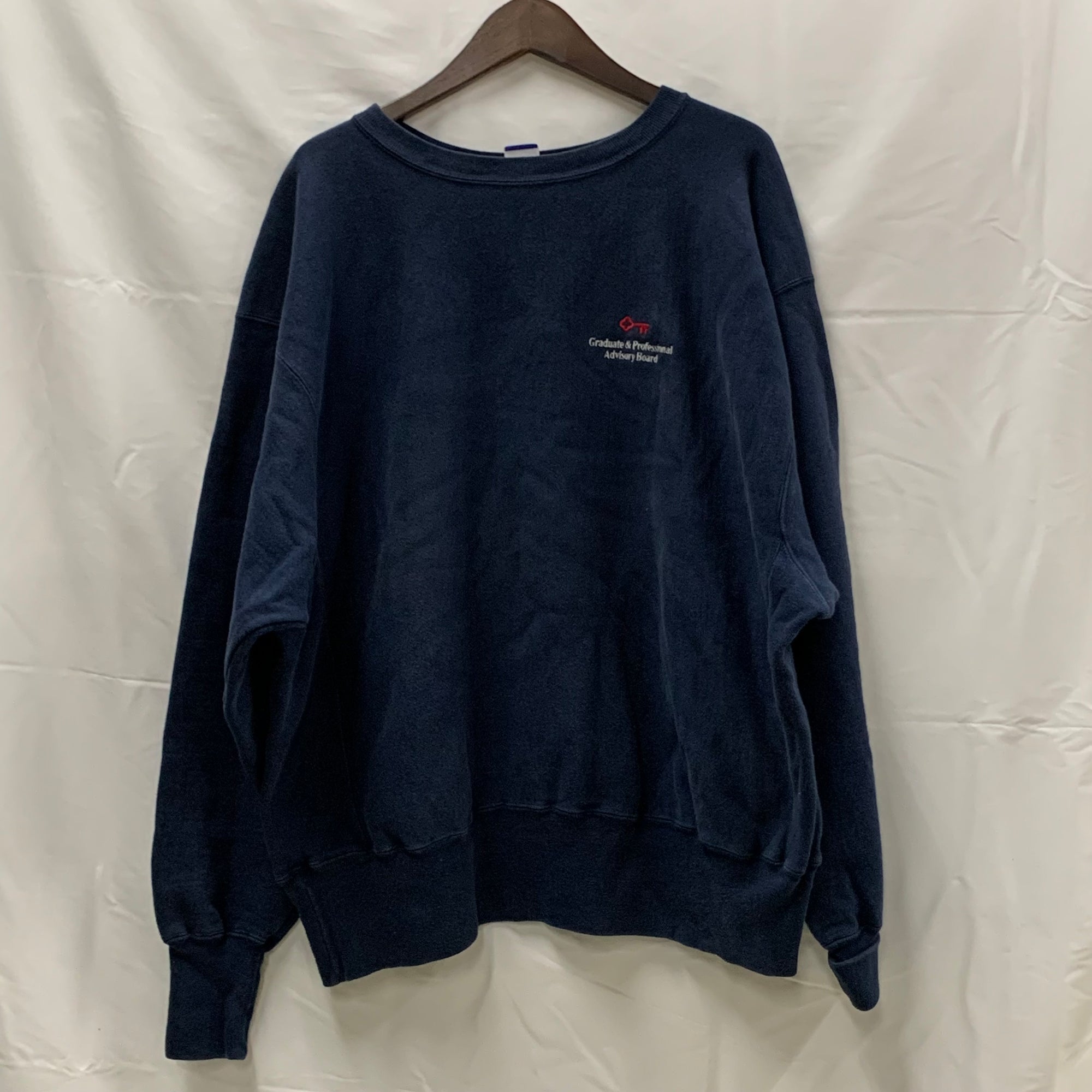 【中古】【古着】Champion ワンポイント トレーナー ネイビー XLサイズ