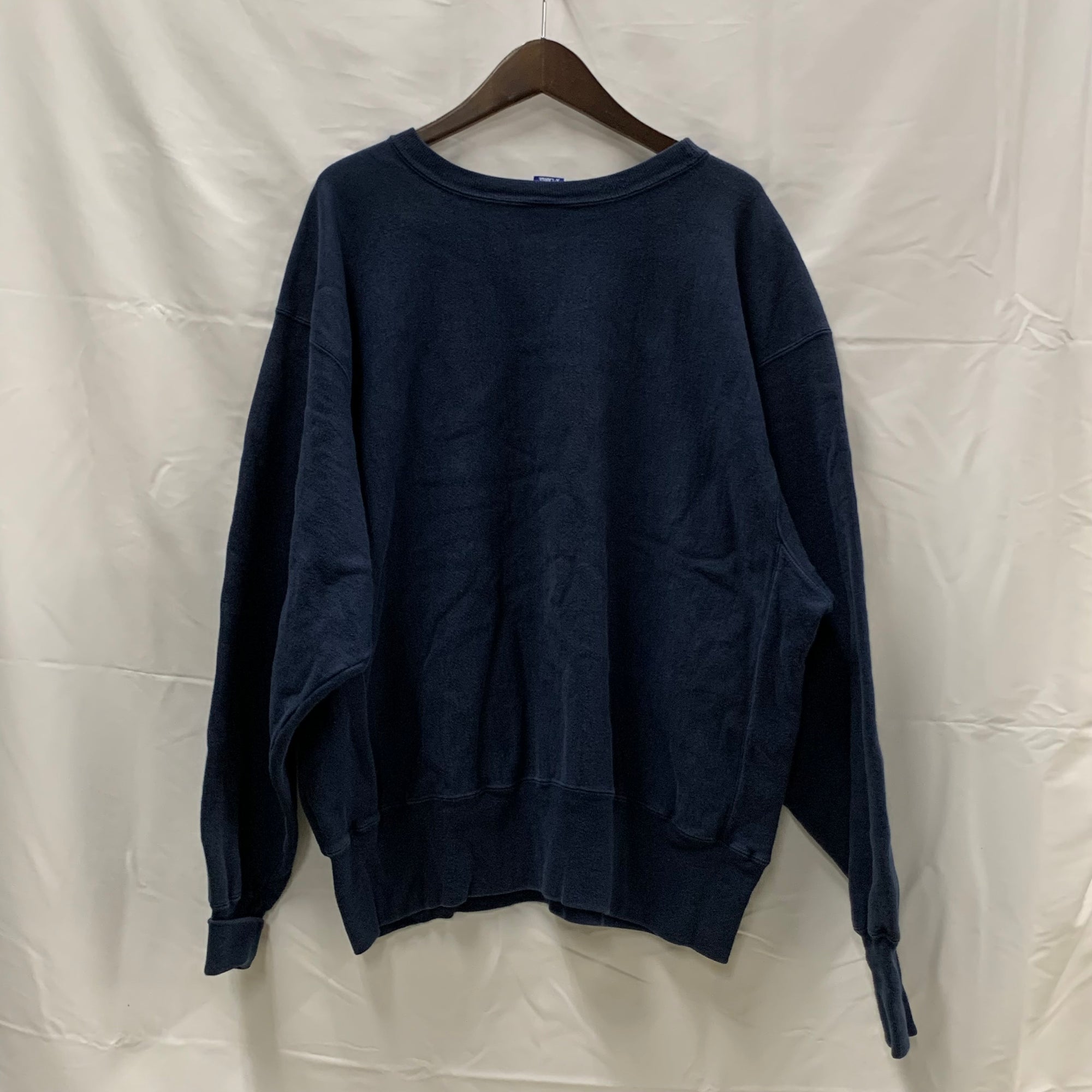 【中古】【古着】Champion ワンポイント トレーナー ネイビー XLサイズ