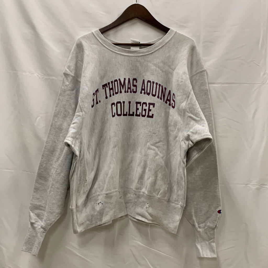 【中古】【古着】Champion プリント トレーナー ホワイト Mサイズ