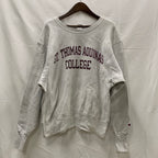 【中古】【古着】Champion プリント トレーナー ホワイト Mサイズ