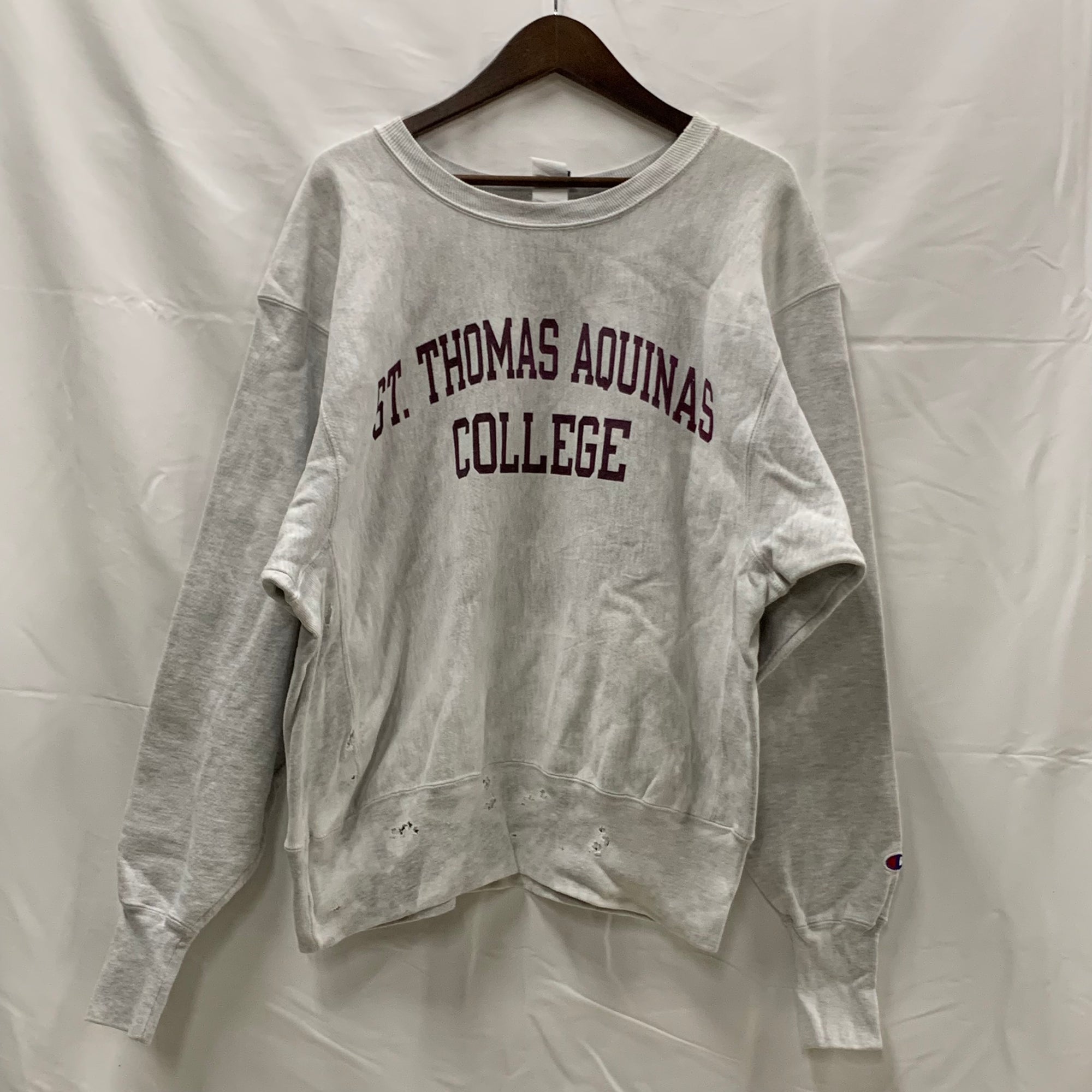 【中古】【古着】Champion プリント トレーナー ホワイト Mサイズ