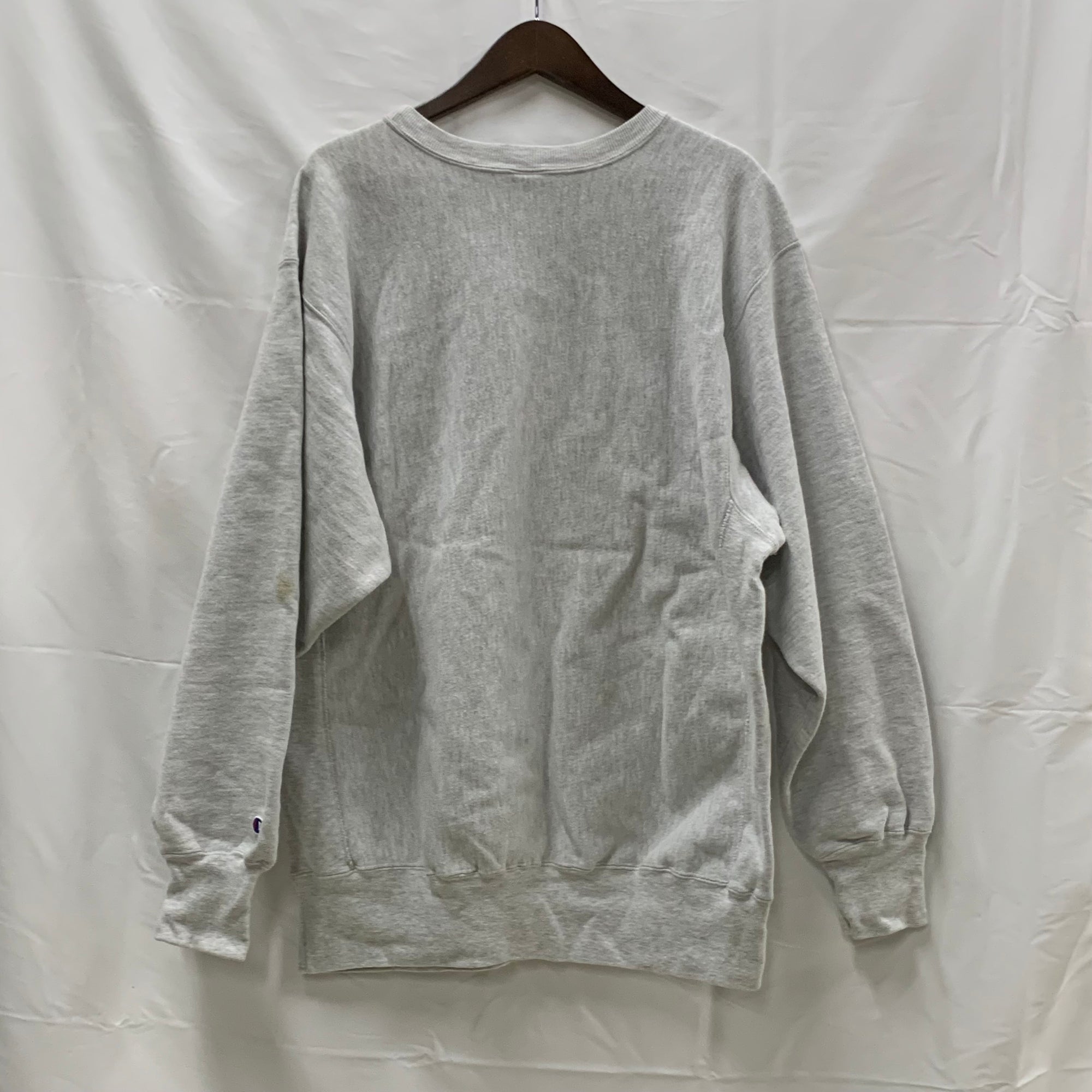 【中古】【古着】Champion 刺繍 トレーナー グレー XXLサイズ