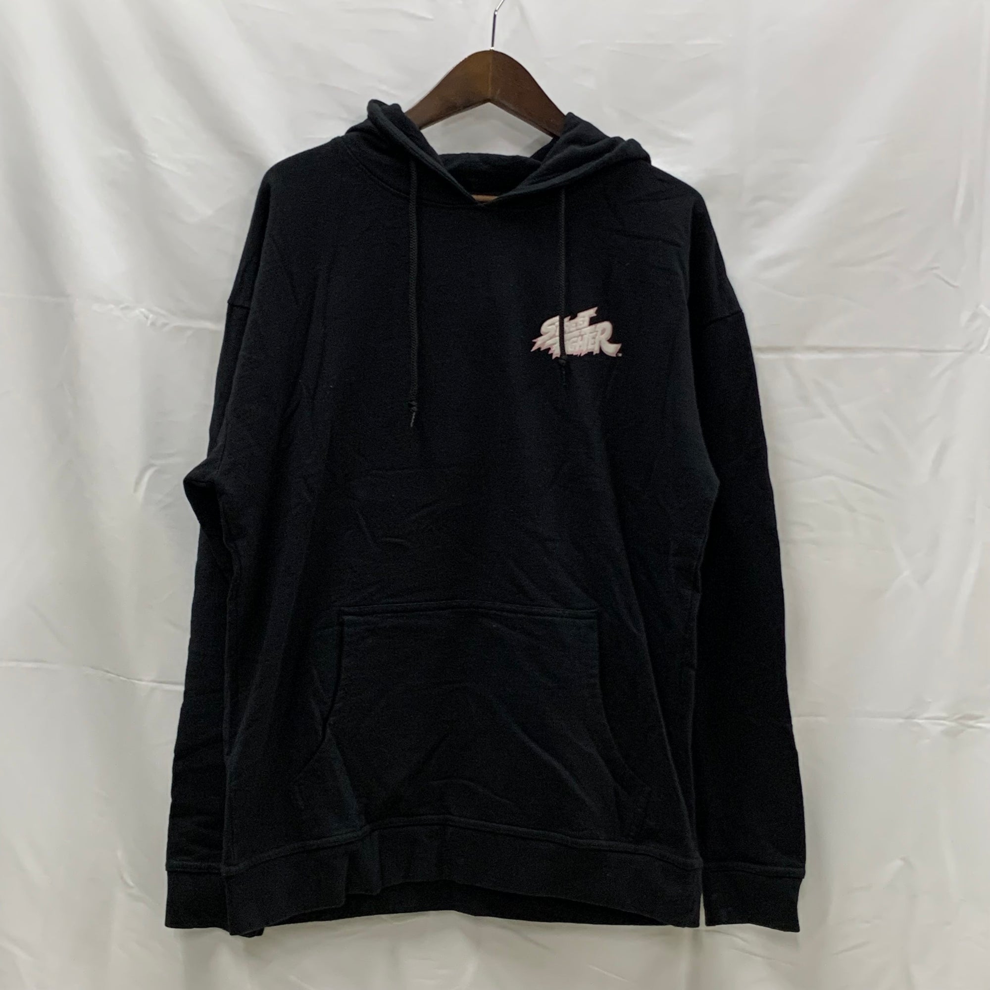 【中古】【古着】Brisco Brands プリント パーカー ブラック Lサイズ