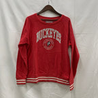 【中古】【古着】Varsity Authentic Apparel 刺繍 トレーナー レッド Lサイズ