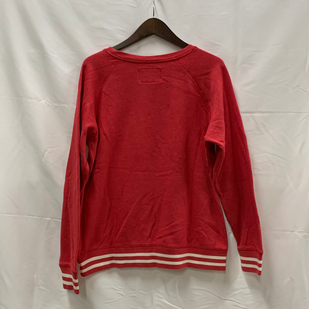 【中古】【古着】Varsity Authentic Apparel 刺繍 トレーナー レッド Lサイズ