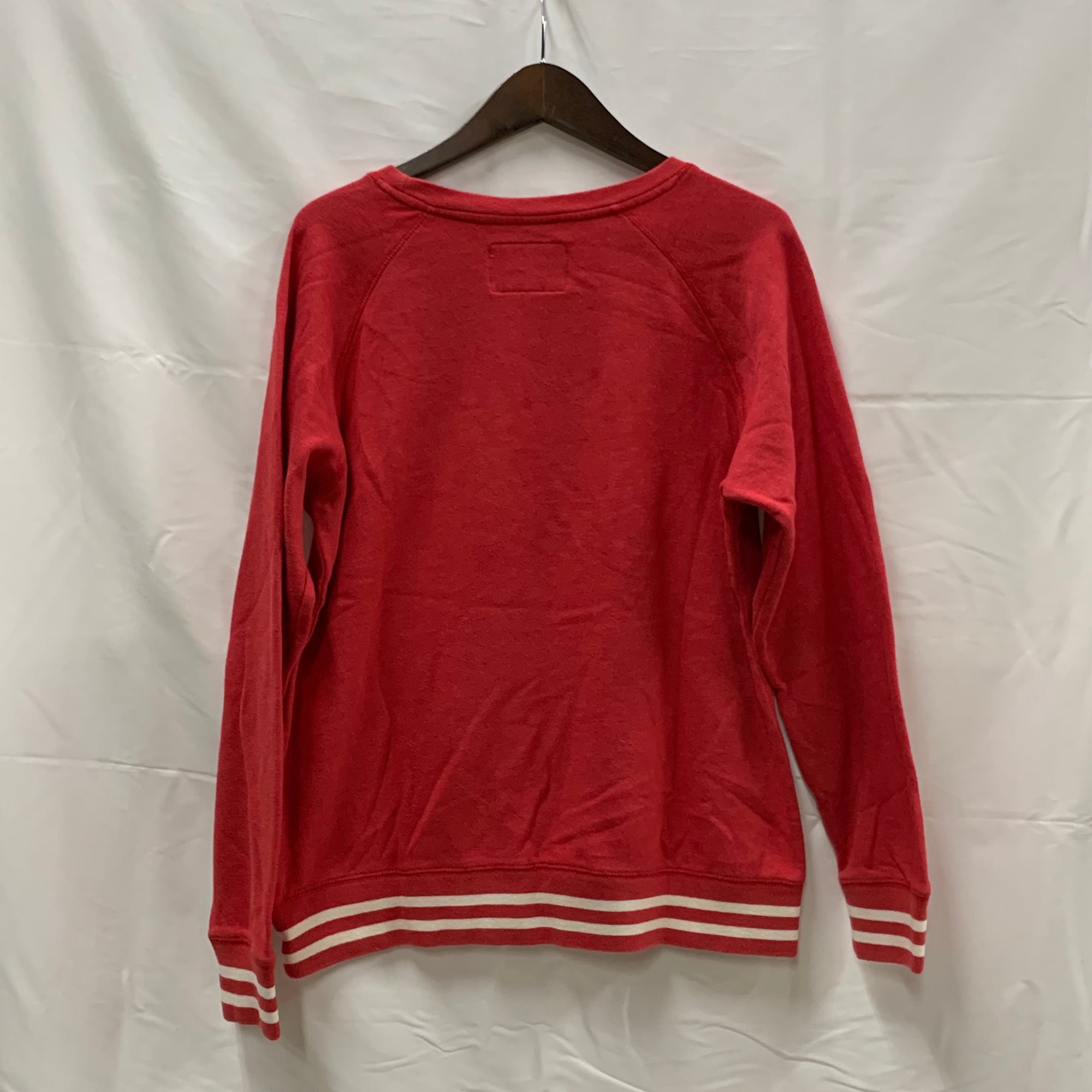 【中古】【古着】Varsity Authentic Apparel 刺繍 トレーナー レッド Lサイズ