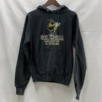 【中古】【古着】Champion プリント パーカー ブラック XSサイズ