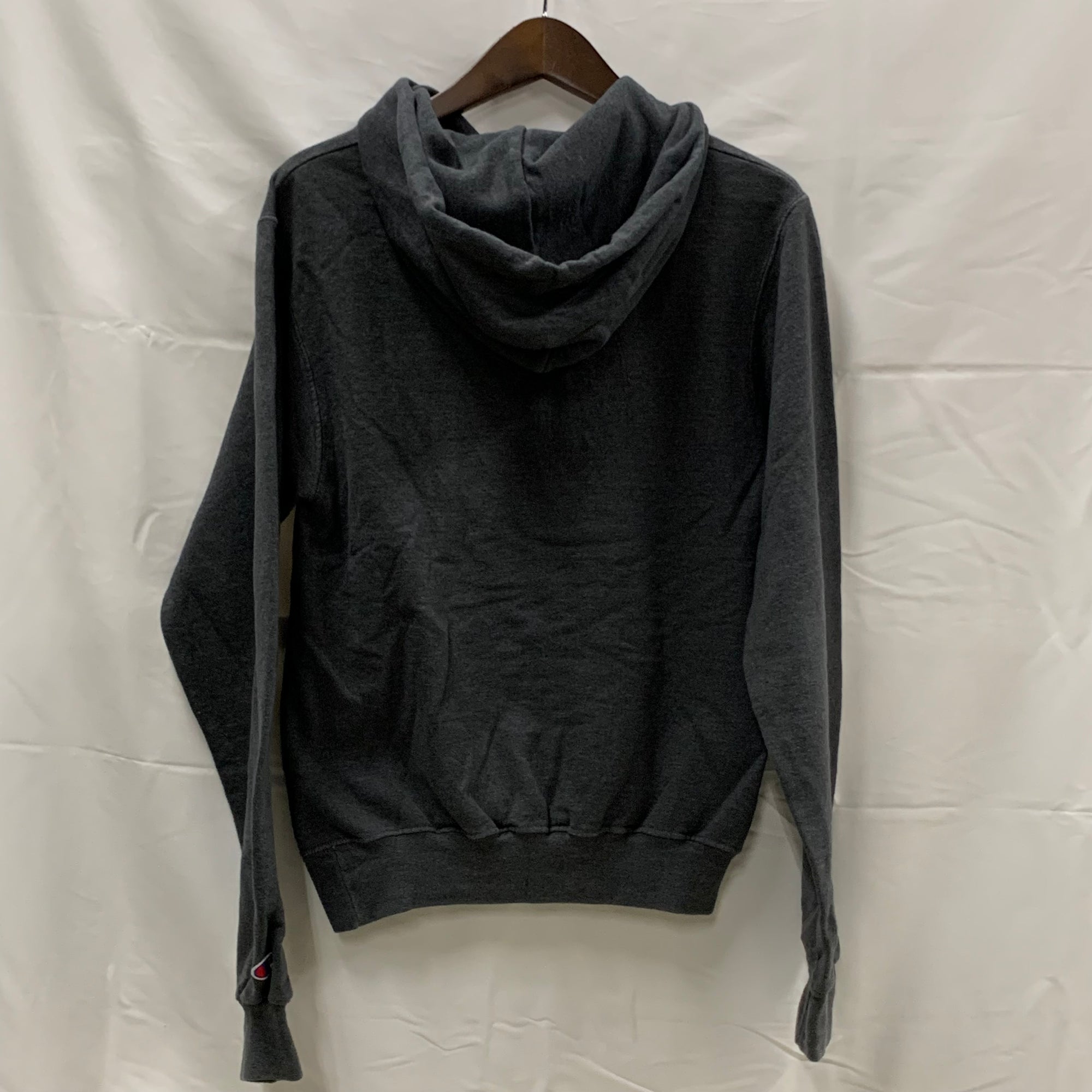 【中古】【古着】Champion プリント パーカー ブラック XSサイズ