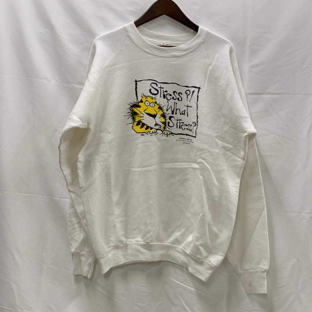 【中古】【古着】FRUIT OF THE ROOM プリント トレーナー ホワイト XLサイズ
