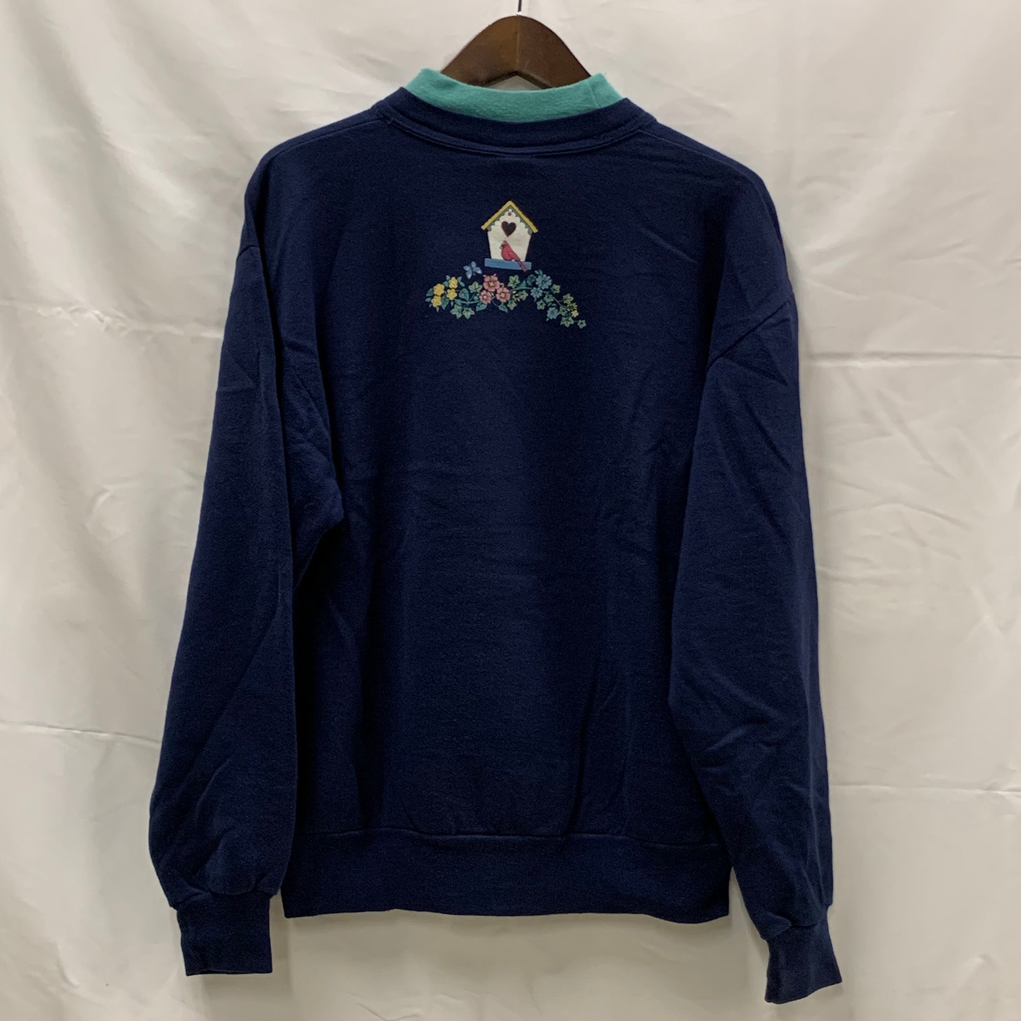 【中古】【古着】JERZEES プリント トレーナー ネイビー Mサイズ
