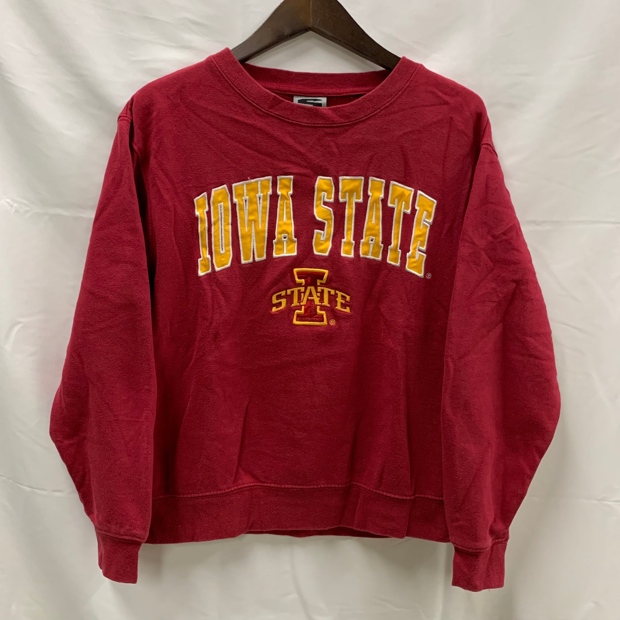 【中古】【古着】Stadium Athletics 刺繍 トレーナー レッド XLサイズ