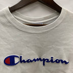 【中古】【古着】Champion 刺繍 トレーナー ホワイト Lサイズ