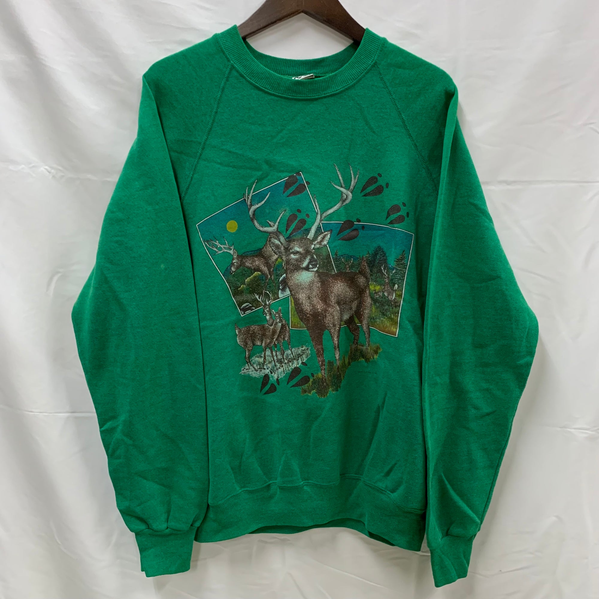 【中古】【古着】Lee プリント トレーナー グリーン