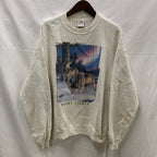 【中古】【古着】JERZEES プリント トレーナー アイボリー XLサイズ