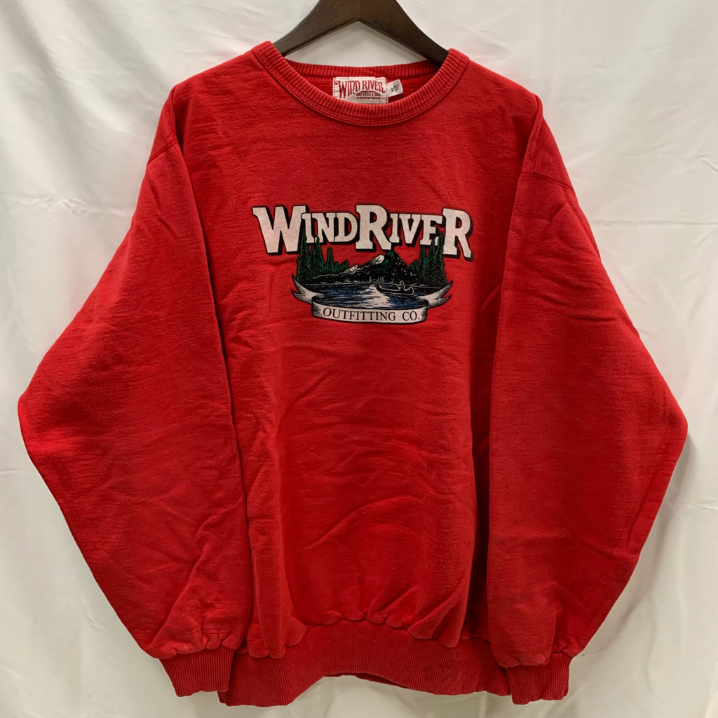 【中古】【古着】Wind River プリント トレーナー レッド XLサイズ