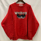 【中古】【古着】Wind River プリント トレーナー レッド XLサイズ