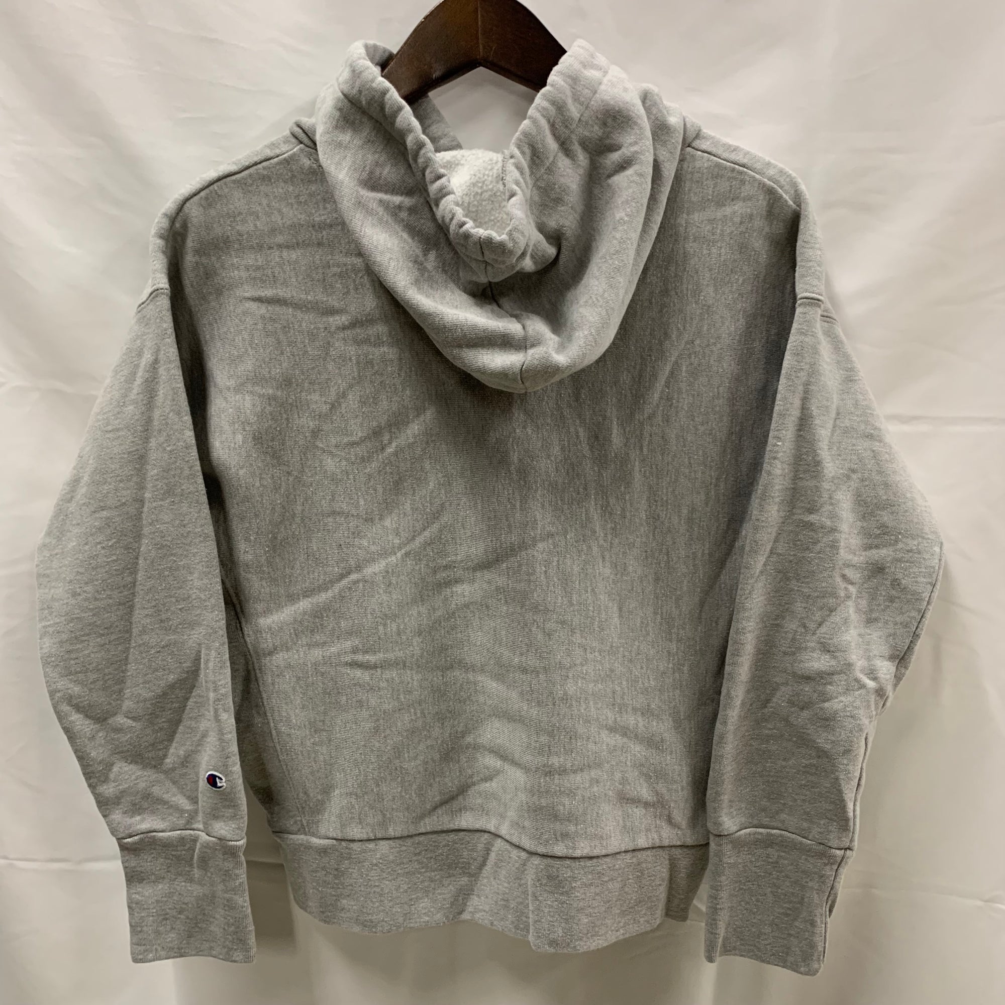 【中古】【古着】Champion プリント パーカー グレー Sサイズ