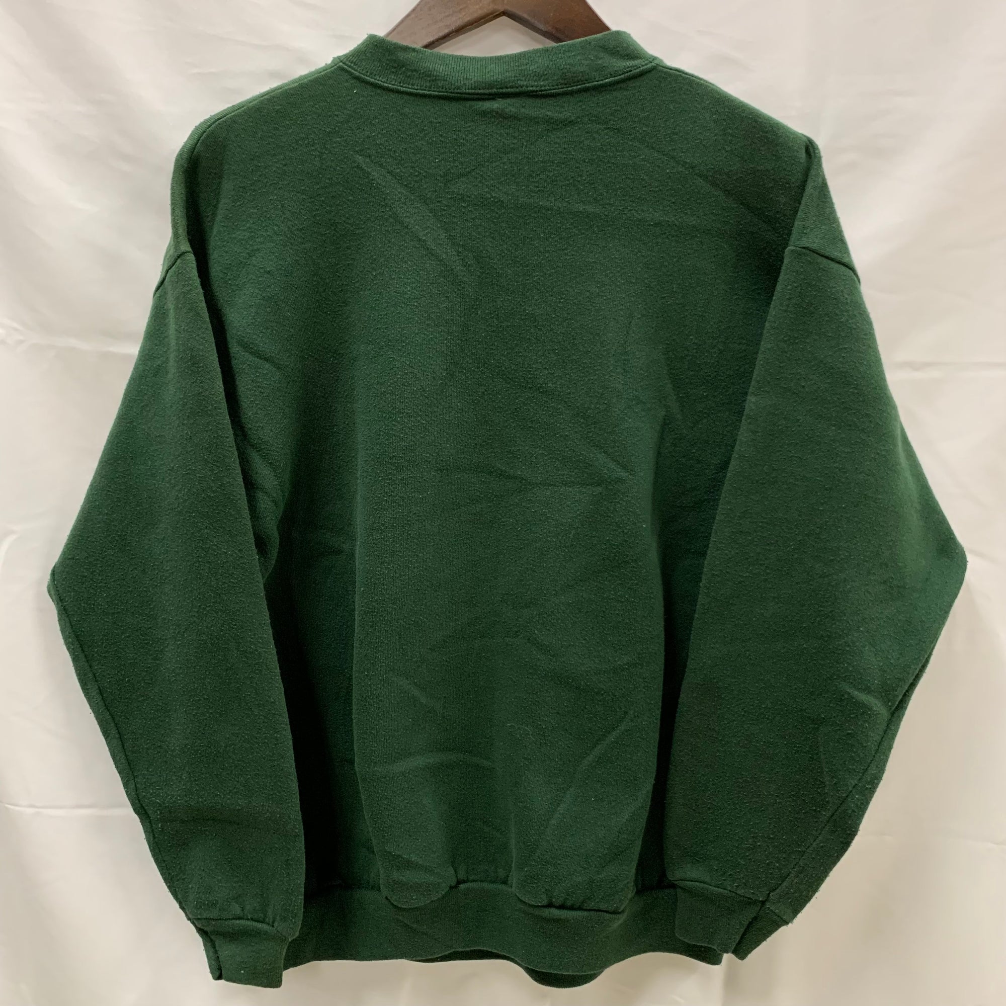 【中古】【古着】tultex プリント トレーナー モスグリーン Mサイズ