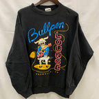 【中古】【古着】tultex プリント トレーナー ブラック Lサイズ