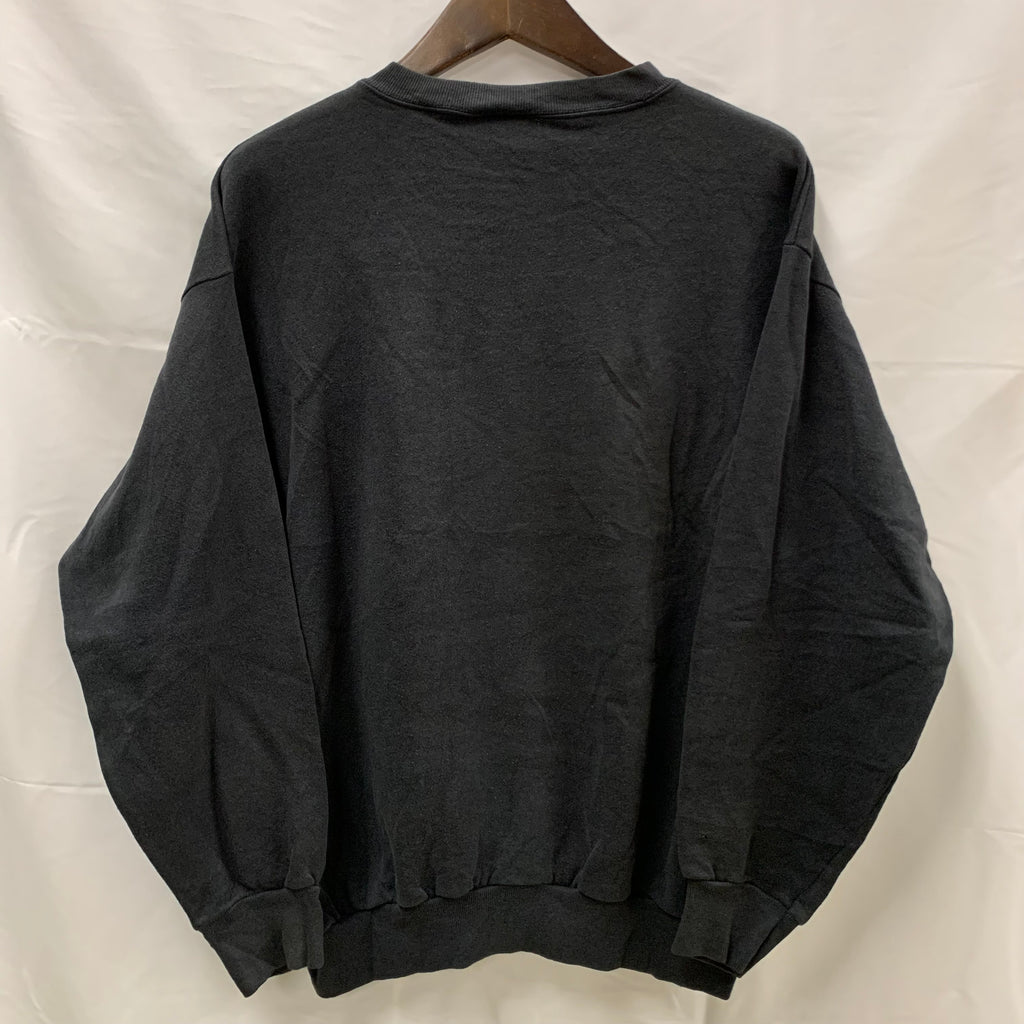 【中古】【古着】tultex プリント トレーナー ブラック Lサイズ