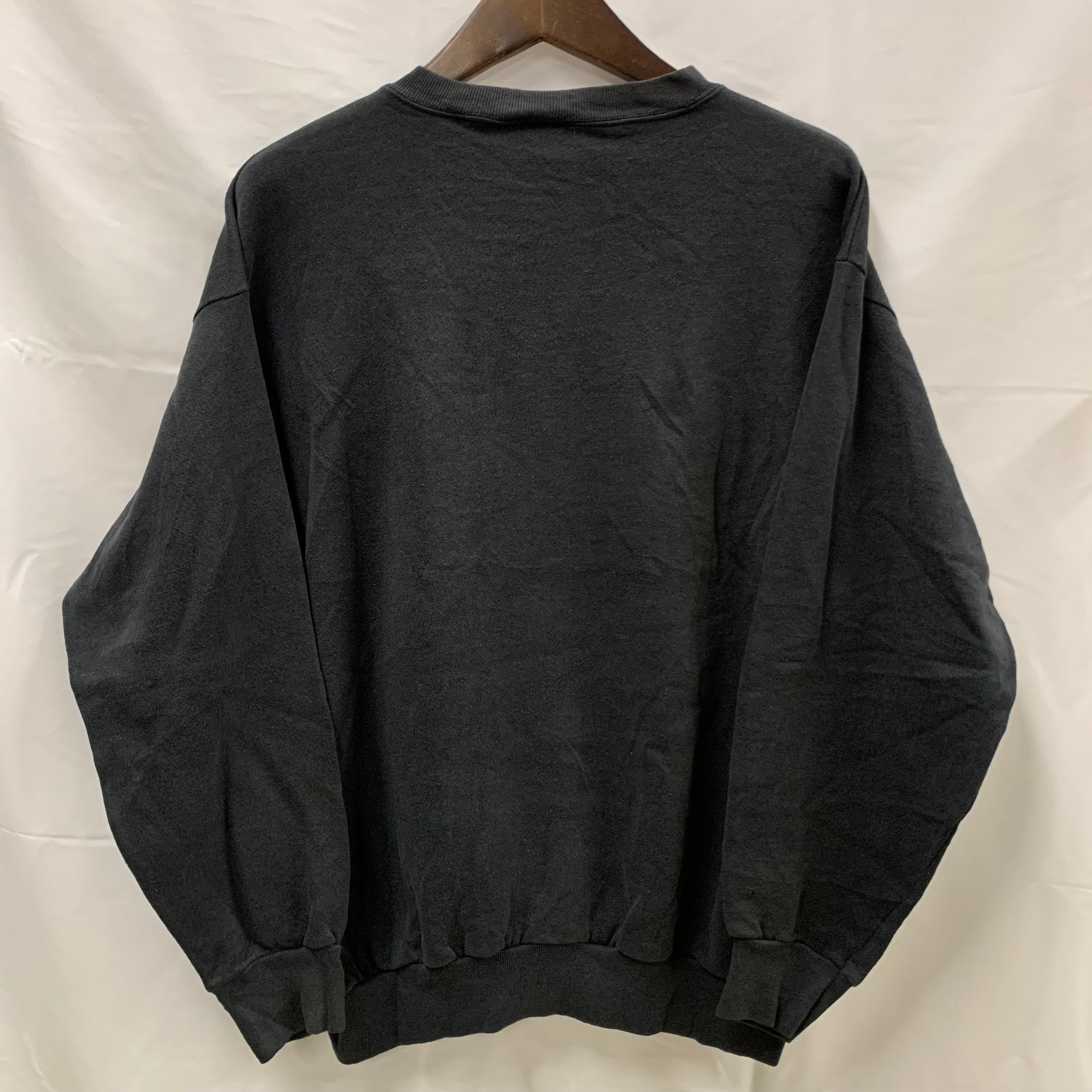 【中古】【古着】tultex プリント トレーナー ブラック Lサイズ