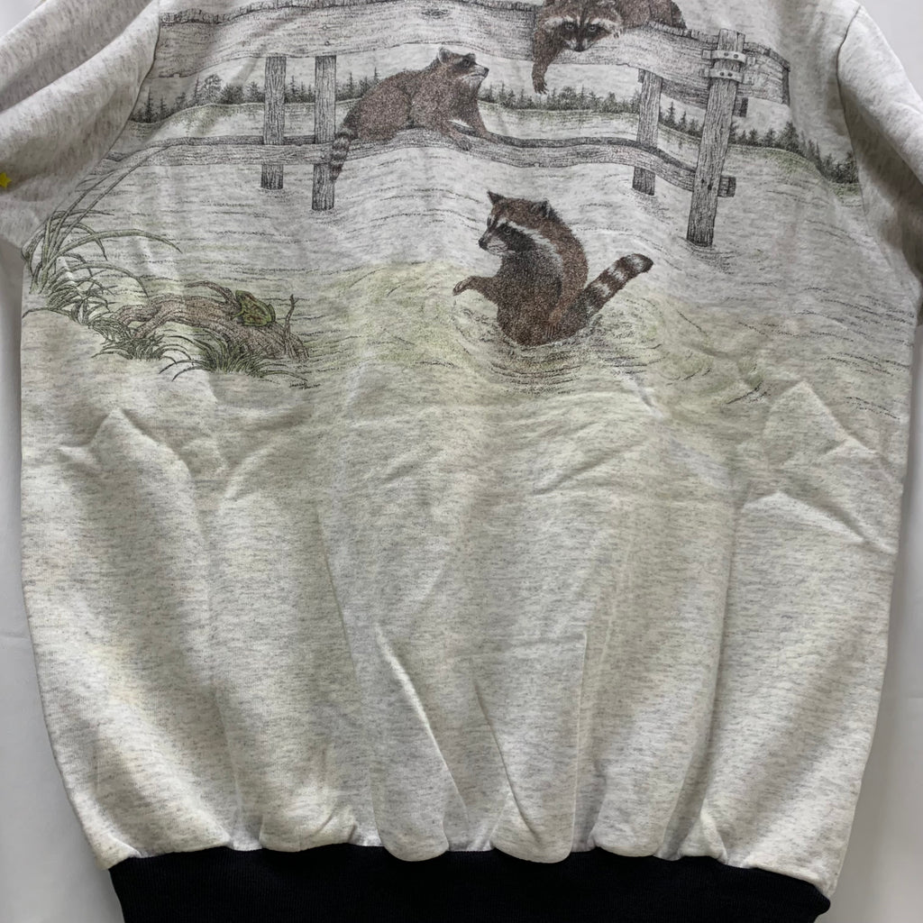 【中古】【古着】Artisans Sunschein Designs プリント トレーナー グレー XLサイズ