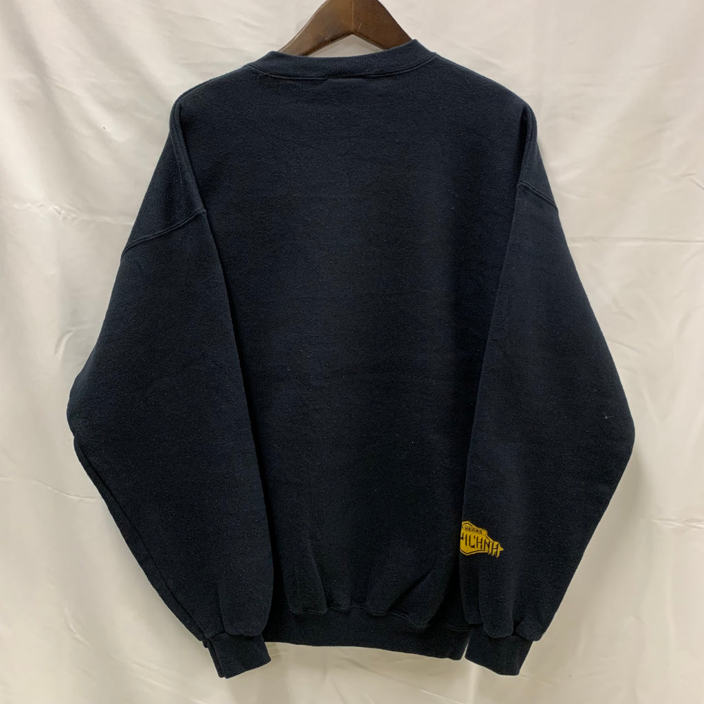 【中古】【古着】Dynasty プリント トレーナー ブラック Lサイズ