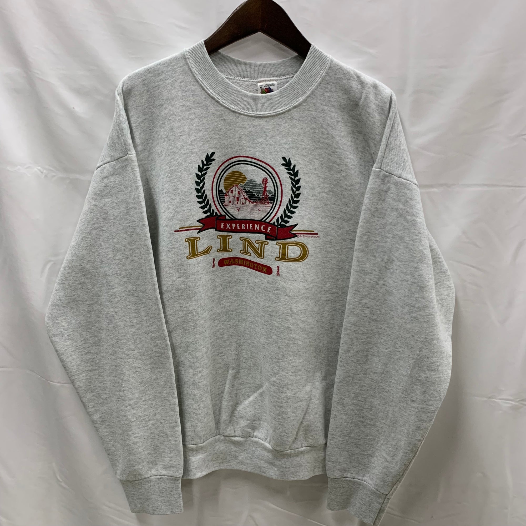 【中古】【古着】FRUIT OF THE ROOM プリント トレーナー グレー XLサイズ