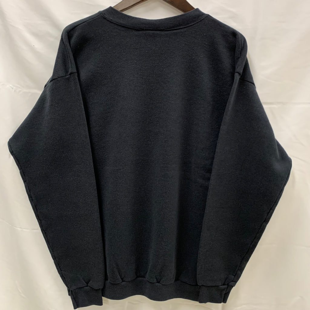 【中古】【古着】COTTON GROVE DESINGS プリント トレーナー ブラック Lサイズ
