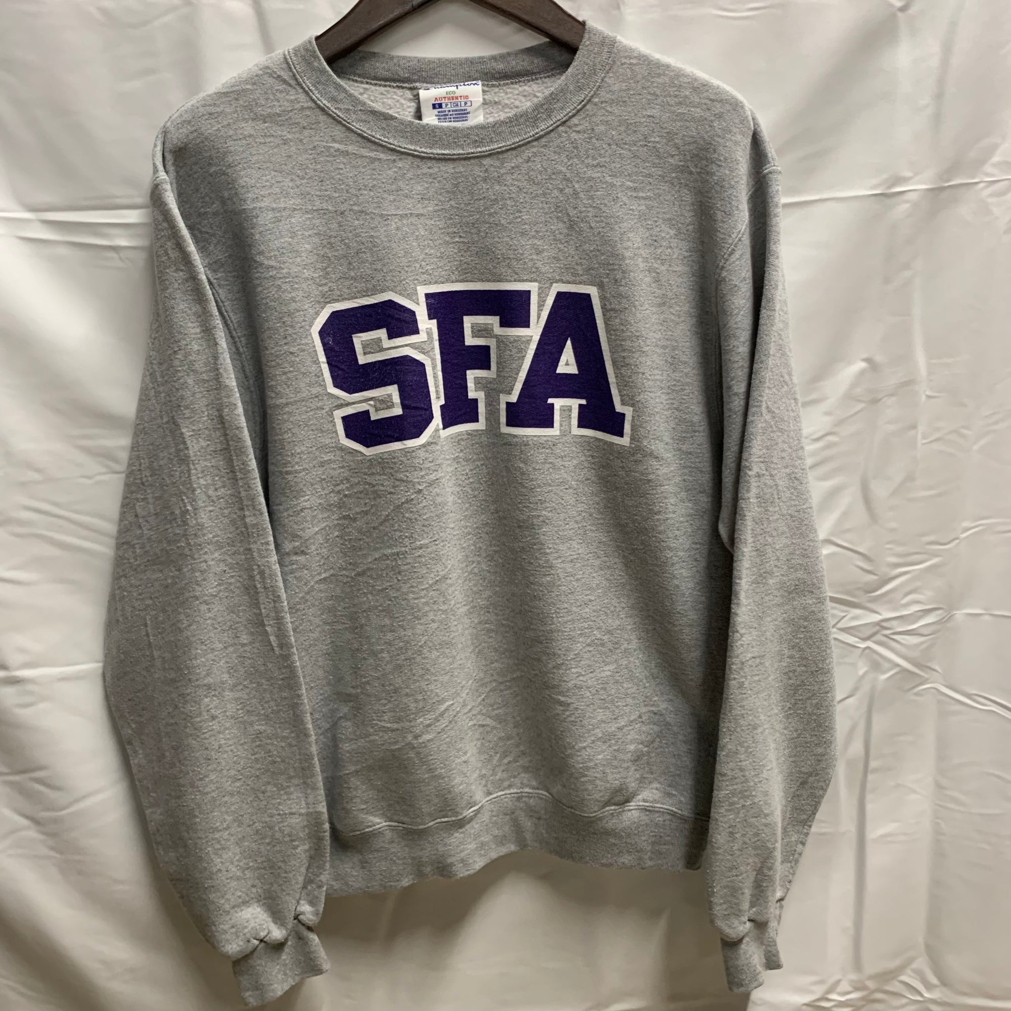【中古】【古着】Champion ロゴ スウェットトレーナー グレー Sサイズ